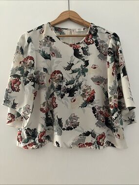 Wilfred Lightweight Floral Flutter-Sleeve Blouse